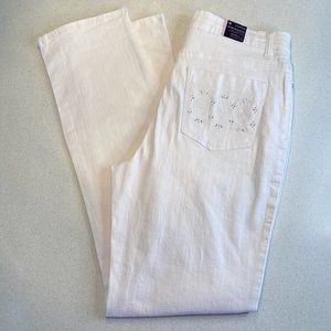 Gloria Vanderbilt Amanda High Rise Jeans Pant Bling Pocket White Size 8